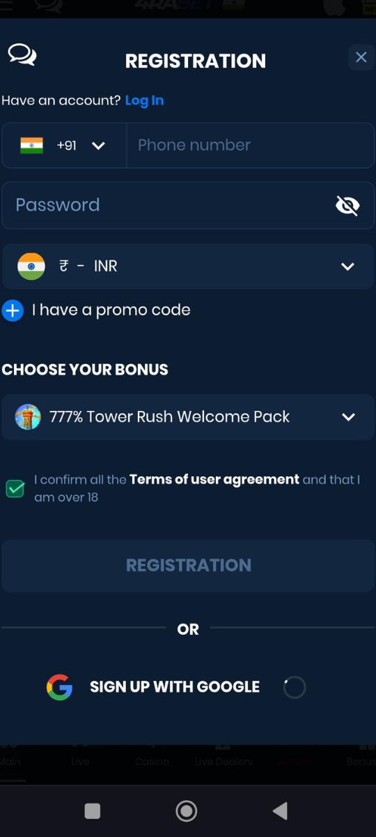 4rabet mobile screenshot