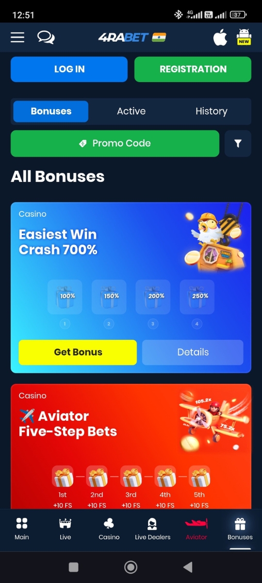 4rabet mobile screenshot